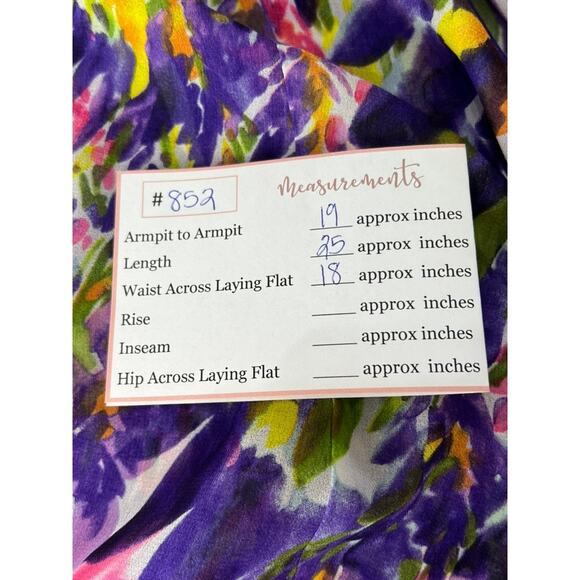 Cabi Purple Pink Yellow Abstract Sleeveless Semi Sheer Wrap Tank Blouse Size XS - Picture 8 of 8